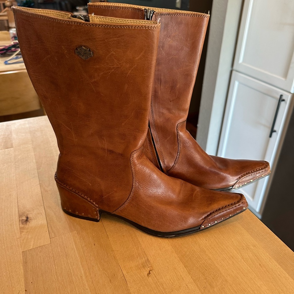 Harley-Davidson Tan Leather Heeled Boots